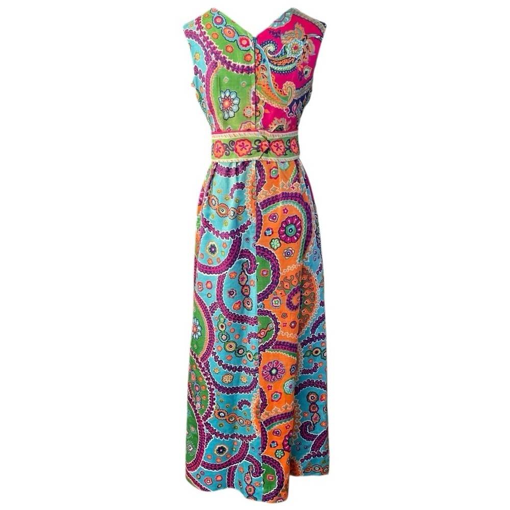 Vintage 60’s 70’s womens maxi day dress size 6 Psychedelic Mod colorful hippie - Picture 4 of 5